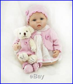 NEW BEAUTIFUL Reborn Baby DOLL Soft Silicone Vinyl 22 inch CLOTH Body Pink SET
