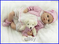 NEW BEAUTIFUL Reborn Baby DOLL Soft Silicone Vinyl 22 inch CLOTH Body Pink SET