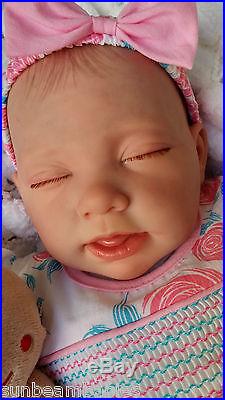 New Sculpt Sunbeambabies Lifelike Veined Childs Reborn Baby Doll & Xmas Teddy