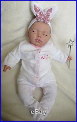 Newborn Reborn Baby Girl Doll Bunny Sleeping Closed Eyes. #RebornBabyDollArtUK