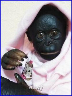 Ooak Ashton Drake Reborn baby BONOBO Monkey/Chimp? 22 Therapy doll