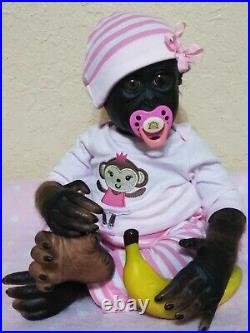 Ooak Ashton Drake Reborn baby BONOBO Monkey/Chimp? 22 Therapy doll