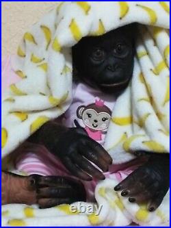 Ooak Ashton Drake Reborn baby BONOBO Monkey/Chimp? 22 Therapy doll