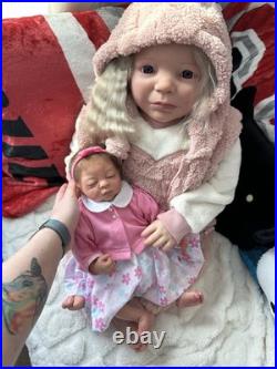 Ooak Reborn Baby Girl Doll, Teagan By BB, Rooted Brown Hair, Asleep, Weighted Ooak Reborn Baby Girl Doll, Teagan By BB, Rooted Brown Hair, Asleep, Weighted