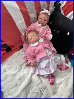 Ooak Reborn Baby Girl Doll, Teagan By BB, Rooted Brown Hair, Asleep, Weighted