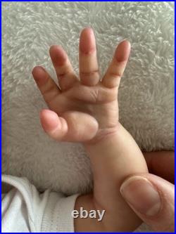 Ooak Reborn Baby Girl Doll, Teagan By BB, Rooted Brown Hair, Asleep, Weighted