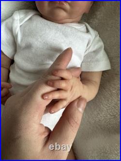 Ooak Reborn Baby Girl Doll, Teagan By BB, Rooted Brown Hair, Asleep, Weighted