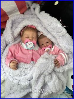 Ooak Reborn Baby Girl Doll, Teagan By BB, Rooted Brown Hair, Asleep, Weighted