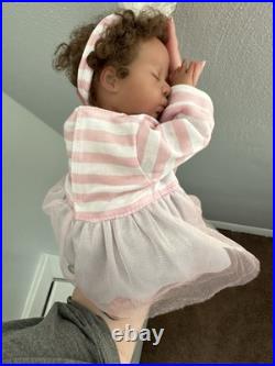 Ooak Reborn Tiny Girl Ethnic Baby Girl. Rooted Curly Brown Hair 12 In Weighted