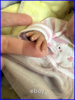 Ooak Reborn Tiny Girl Ethnic Baby Girl. Rooted Curly Brown Hair 12 In Weighted