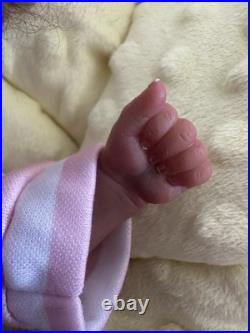 Ooak Reborn Tiny Girl Ethnic Baby Girl. Rooted Curly Brown Hair 12 In Weighted