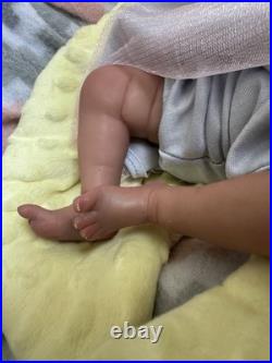 Ooak Reborn Tiny Girl Ethnic Baby Girl. Rooted Curly Brown Hair 12 In Weighted