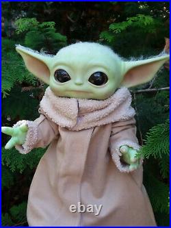 Ooak Reborn, baby Boy, reborn baby, Yoda doll art, rooted with premium mohair