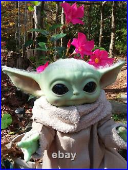 Ooak Reborn, baby Boy, reborn baby, Yoda doll art, rooted with premium mohair