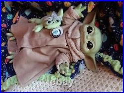 Ooak Reborn, baby Boy, reborn baby, Yoda doll art, rooted with premium mohair