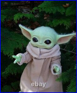 Ooak Reborn, baby Boy, reborn baby, Yoda doll art, rooted with premium mohair