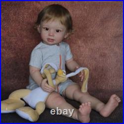 Painted 28 Reborn Baby Doll Finished Cute Toddler Boy Short Hair Cloth Body Toy