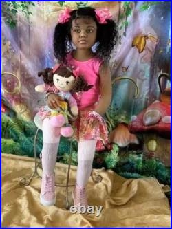 Painted 42In Toddler Reborn Dolls Dark Skin Girl African Kit DIY With Cloth Body
