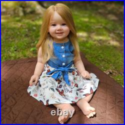 Painted Toddler Girl 28 Finished Reborn Baby Doll Long Hair Cloth Body Handmade Painted Toddler Girl 28 Finished Reborn Baby Doll Long Hair Cloth Body Handmade