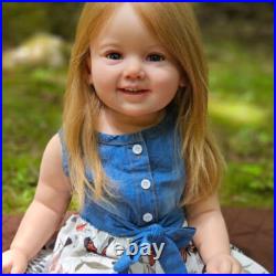 Painted Toddler Girl 28 Finished Reborn Baby Doll Long Hair Cloth Body Handmade