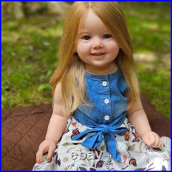 Painted Toddler Girl 28 Finished Reborn Baby Doll Long Hair Cloth Body Handmade