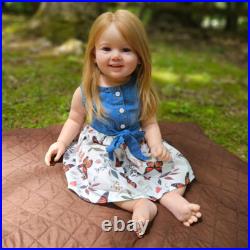 Painted Toddler Girl 28 Finished Reborn Baby Doll Long Hair Cloth Body Handmade