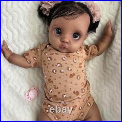 Peeka 16 Reborn Baby Doll Toddler Girl Short Hair Cloth Body Dark Skin Gift