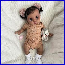 Peeka 16 Reborn Baby Doll Toddler Girl Short Hair Cloth Body Dark Skin Gift