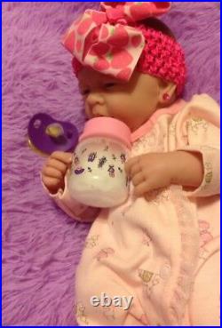 Perfect Cute Baby Girl! Berenguer Lifelike Reborn Preemie 14 Pacifier Bottle ++