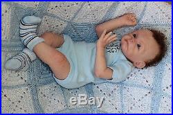 Reborn Baby Boy Joey Doll Vinyl Real Live Hand Painted Weighted Rooted Mohair