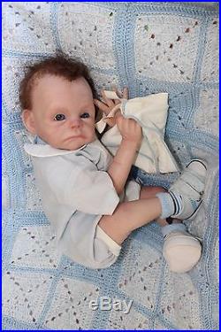 Reborn Baby Boy Joey Doll Vinyl Real Live Hand Painted Weighted Rooted Mohair