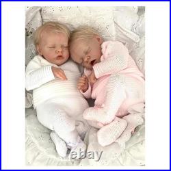 Real Lifelike Twins Boy and Girl, 18Inch Reborn Baby Dolls Full Body Realistic N