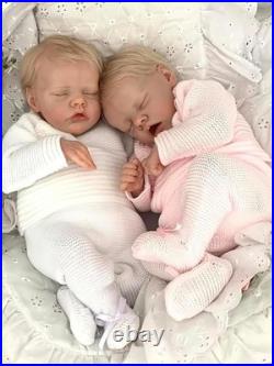 Real Lifelike Twins Boy and Girl, 18Inch Reborn Baby Dolls Full Body Realistic N