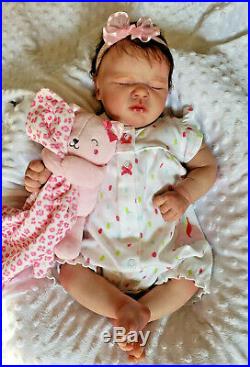 Realborn Reborn Baby Doll LAVENDER asleep Bountiful Baby Free Ship, COA & EXTRAS