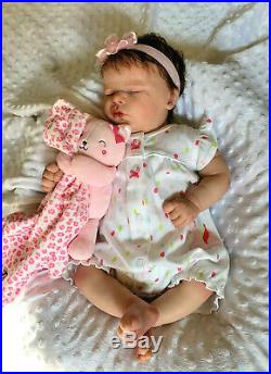 Realborn Reborn Baby Doll LAVENDER asleep Bountiful Baby Free Ship, COA & EXTRAS
