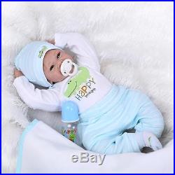 Realistic 22Reborn Baby doll Soft Silicone vinyl Smile Baby boy Safety toys