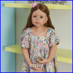 Realistic Huge Standing Reborn Child Dolls Vinyl Full Body 39 Inch Long Hair Blu