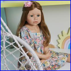 Realistic Huge Standing Reborn Child Dolls Vinyl Full Body 39 Inch Long Hair Blu