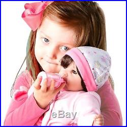 Realistic Newborn Baby Doll Girl Pink Lifelike Alive Dress 10 Piece Ensemble Set