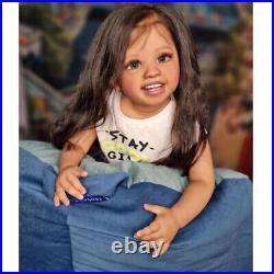 Realistic Reborn Baby Dolls 32 Inch Vinyl Real Toddler Girl Lifelike Black Hair