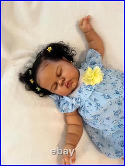 Realistic Reborn Baby Dolls Black Girl, 24 Inch Big Size African American Reborn