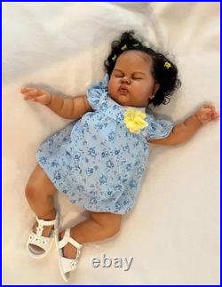 Realistic Reborn Baby Dolls Black Girl, 24 Inch Big Size African American Reborn