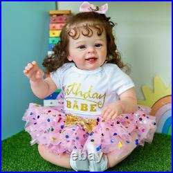 Realistic Reborn Baby Dolls Vinyl Handmade Newborn Lifelike Toddler Toys Curly