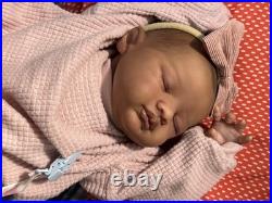 Reborn African American Girl Doll Medium Complexion Lifelike Pink Outfit