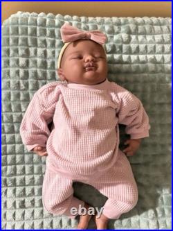 Reborn African American Girl Doll Medium Complexion Lifelike Pink Outfit