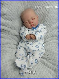 Reborn Baby BOY Doll, Newborn 18 Sleeping Baby Logan 4lbs, UK ARTIST