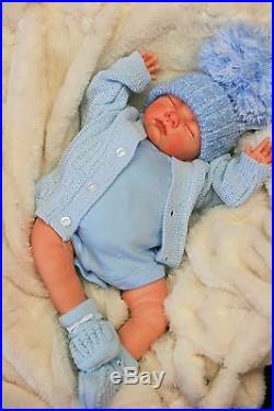 Reborn Baby Boy Doll Blue Spanish Pom Pom Hat & Dummy S998