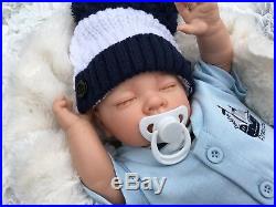 Reborn Baby Boy Doll Nautical 3 Piece Set White Bobble Hat S