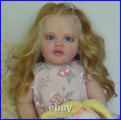 Reborn Baby Doll 26in Custom Pretty Toddler Girl Blonde Hair Handmade Toy Gifts