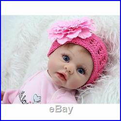 Reborn Baby Doll Soft Silicone Girl Toy 22in. 55cm Pink Head Dress